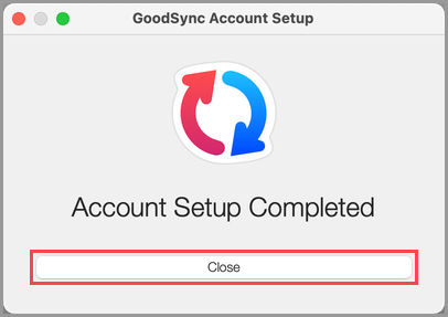 GoodSync Mac 账户设置完成