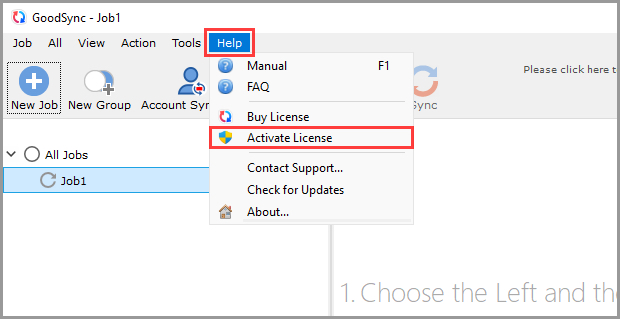 Windows Help 菜单选择 Activate License