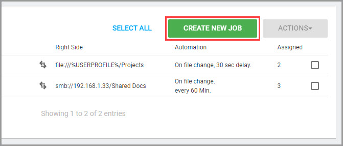 Control Center 创建 Job 入口